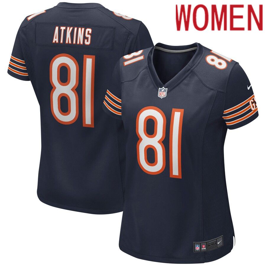 Women Chicago Bears #81 Doug Atkins Nike Navy Game Retired Player NFL Jersey